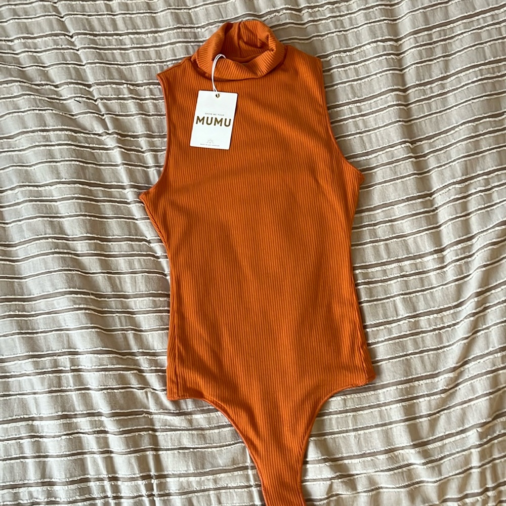 SHOW ME YOUR MUMU orange high neck bodysuit